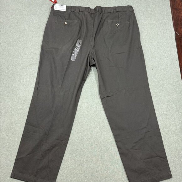 NEW Harbor Bay HB Gray Waist-Relaxer Pants Mens 46x32 Pleated Cotton Chino - Picture 5 of 6